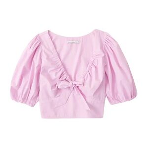 Abercrombie and Fitch Tie-Front Puff Sleeve Top